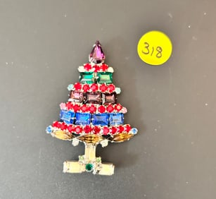 Parklane R/S Christmas Tree Brooch Horizontal Stone