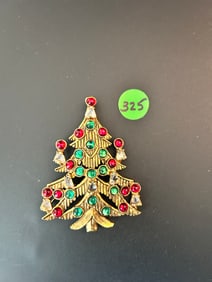 Large WEISS Christmas Candle Tree Brooch Cabochon & cut R/S