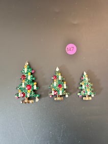 1960's WEISS 3 candle Christmas Tree brooch