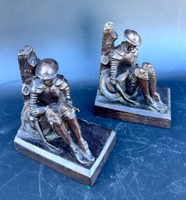 PR. Bookends Maitland Smith Bronze Seated Soldiers