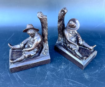 PR. Bookends Maitland Smith Bronze Drunk Farmer