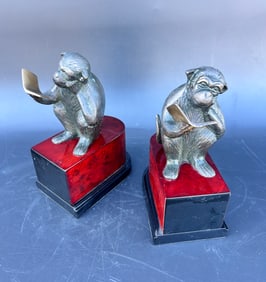 PR. Bookends Bronze Monkey Reading