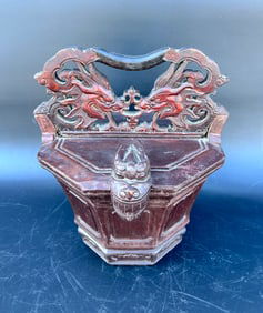 Antique Octagonal Chinese Wine Bucket Dragon head spout