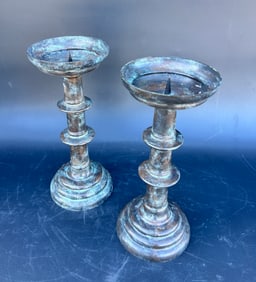 Maitland Smith Bronze Pillar Candlesticks