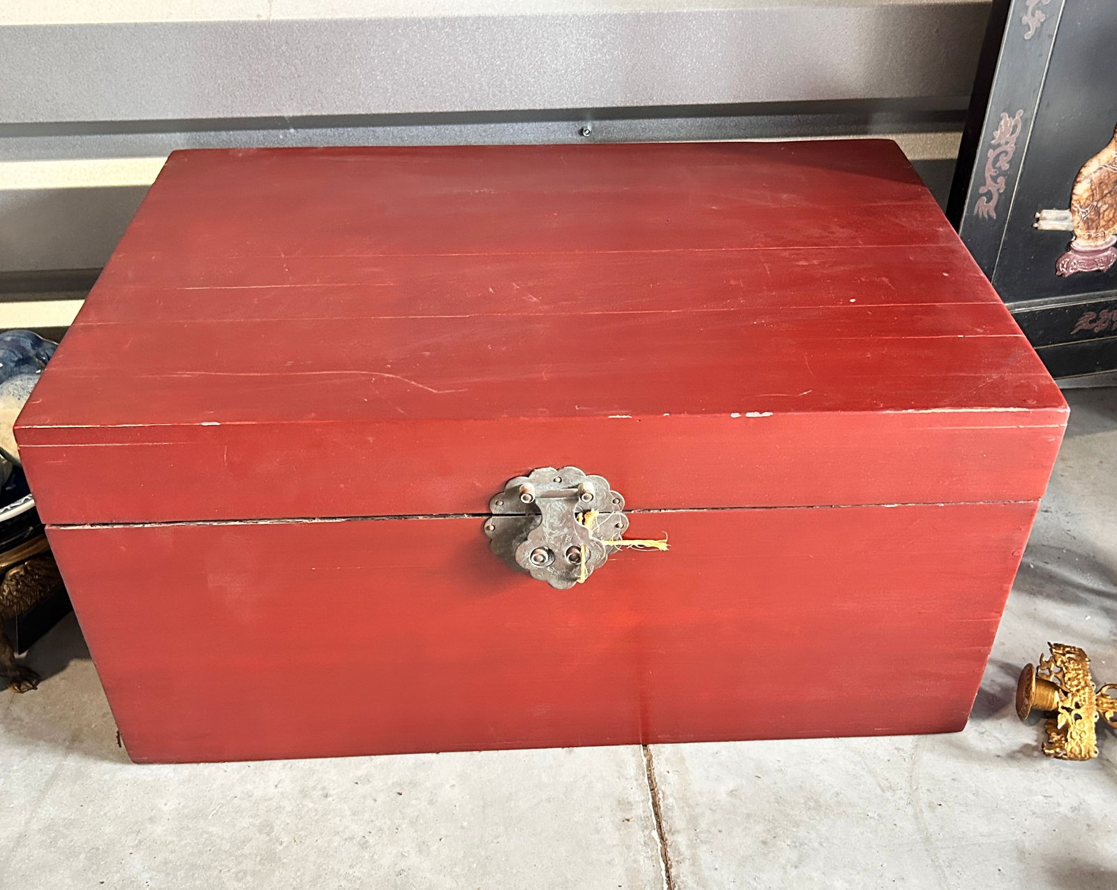 Chinese Red Lacquer Trunk (1 of 3)