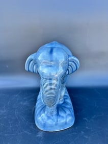 Large BAAN wood ash blue glaze Thai Elephant