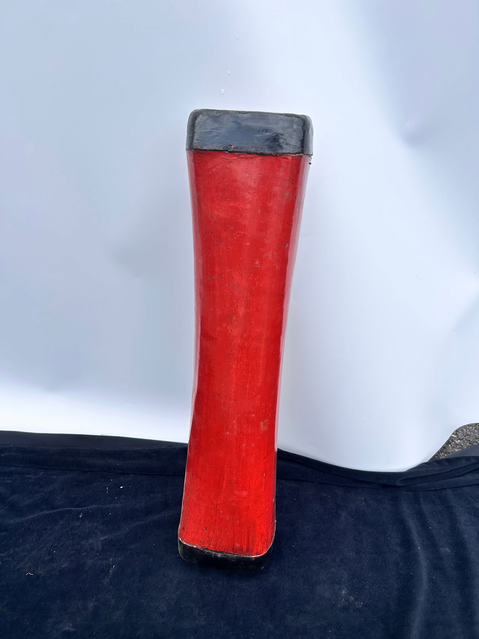 Chinese Red Lacquer Pillow: Chinese Red Lacquer Pillow Dimensions: approx. 5 H x 23 W in inches Condition: Commensurate with age IN-HOUSE SHIPPING AVAILABLE PLEASE EMAIL: longlakeart@gmail.co