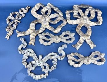 6 Vintage Gilt Wood Wall Bow decorations