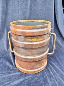 Large Antique 2 Handled Leather Bucket