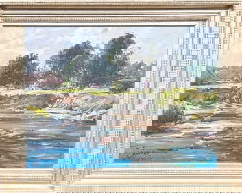 LARGE IMPRESSIONIST O/C LANDSCAPE PAINTING Signed