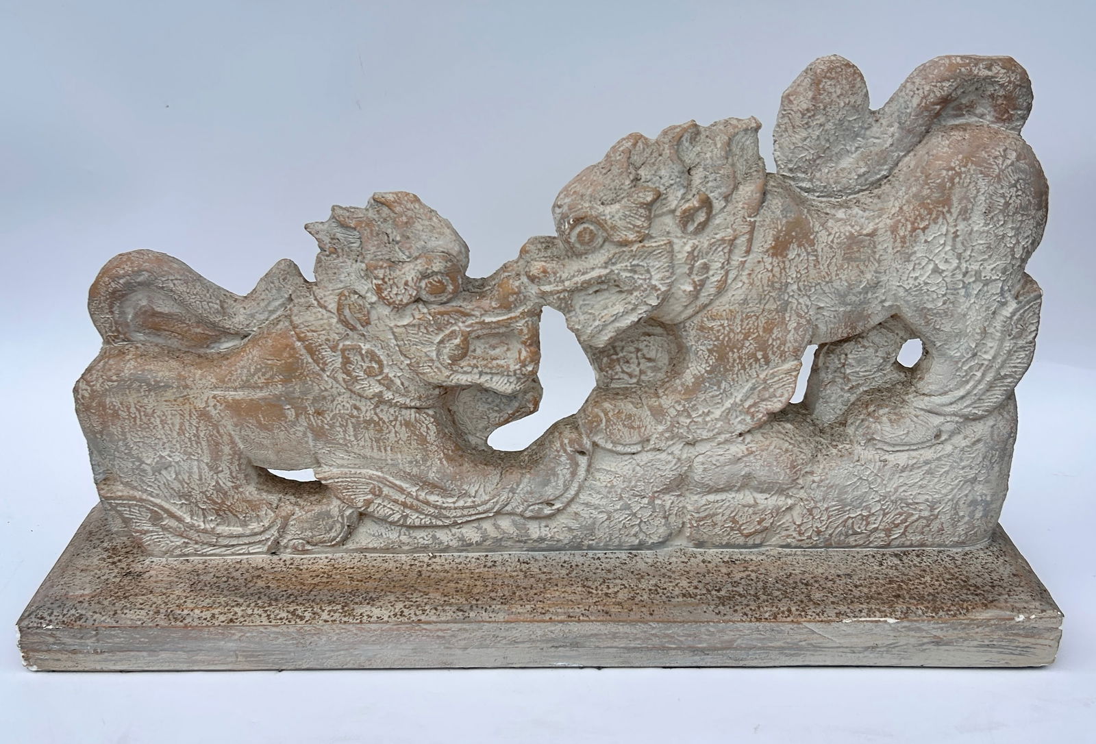 MODERN CHINESE RELIEF SCULPTURE FOO DOGS - Light (1 of 2)