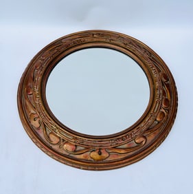 ROUND CONTEMPORARY MIRROR WITH ART DECO STYLE FRAME