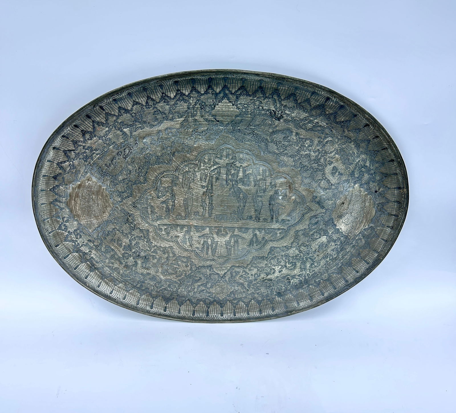 LARGE PERSIAN METAL TRAY WITH HOOK FOR HANGING (1 of 2)