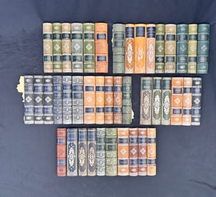 (5) Sections of French Antique Book Fronts Leather