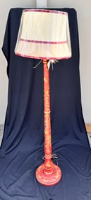 Hand painted Red Standing Lamp