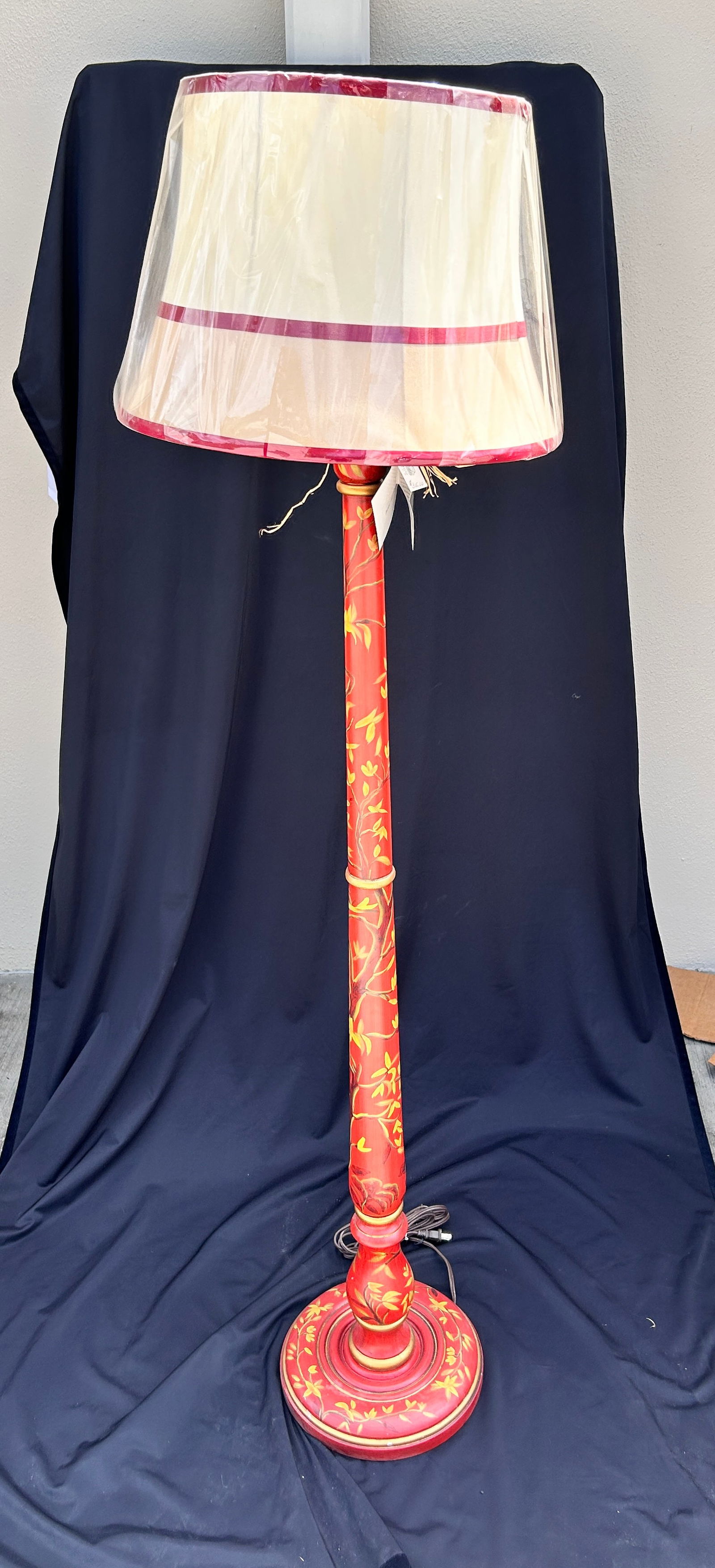 Hand painted Red Standing Lamp (1 of 1)