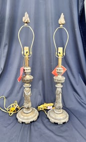 Pair of Roman Column Lamps