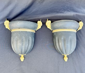 Pair Cast Ram Head Sconces