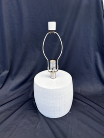 White Ceramic Barrel Lamp with Matching Finial
