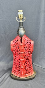 Red Chinese Ceramic Vest/Coat Lamp