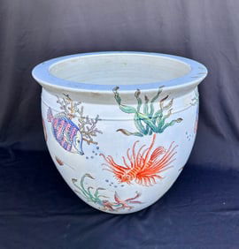 Ceramic Fish Bowl with images of salt water fish