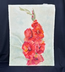 Watercolor of Red Gladiolas, Shumacker, Unframed