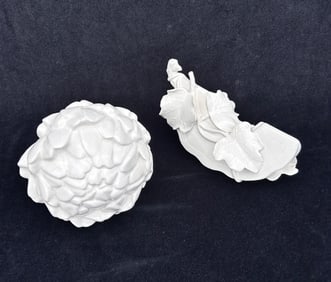 (2) white porcelain Artichoke, Melon