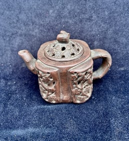 Asian Teapot, Clay, reticulated lattice work