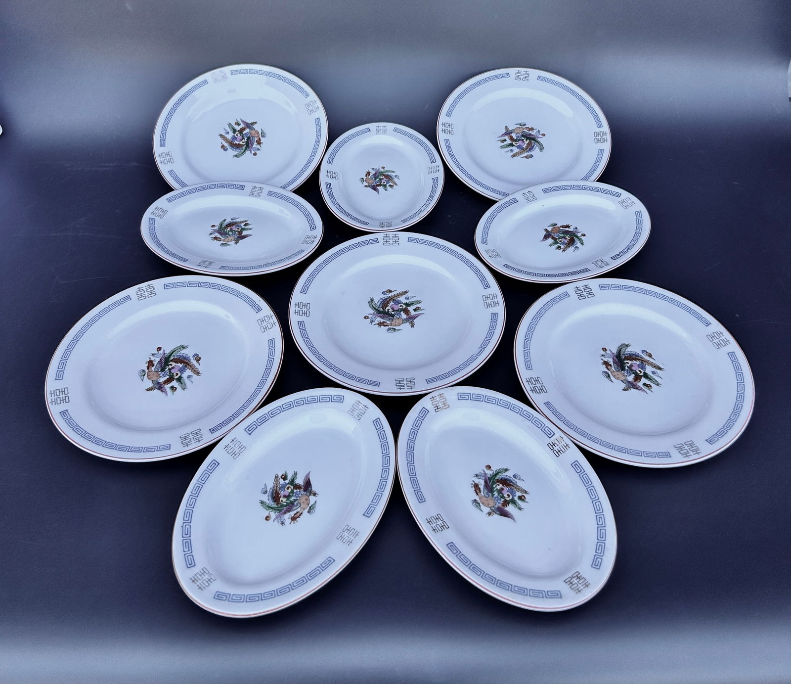 (10) Vintage Chinese Restaurant Plates: Ten (10) Vintage Chinese Restaurant Plates measures: 5 Oval Plates 8 L 5 Round salad/side
