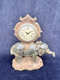 Elephant Mantle Clock, Battery Operated