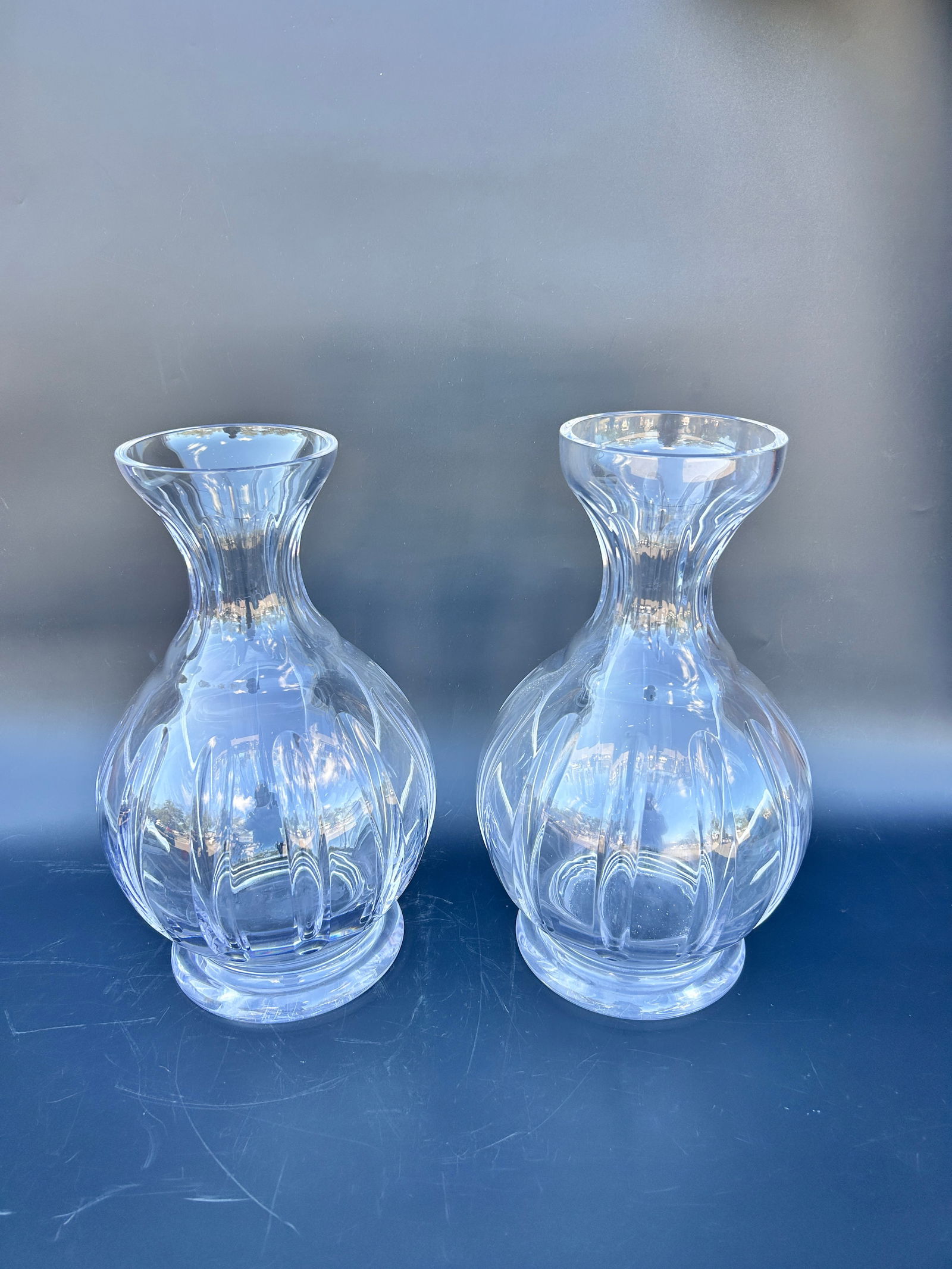 Pair large Val St. Lambert Crystal Vases (1 of 6)