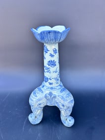 Chinese porcelain candlestick with elephants on base