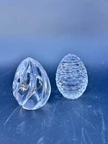 (2) cut crystal eggs: 1 twisted cut, 1 faceted