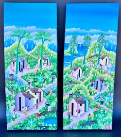 (2) Haitian Paintings signed Henri Robert Bresil