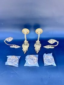 (7) gilt decorative wall items (3 wood, 4 brass