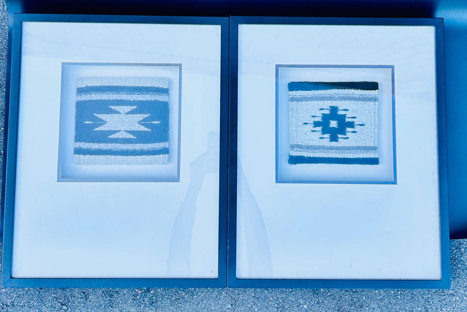 Pair Native American Framed Hand Woven Textile Art (1 of 1)