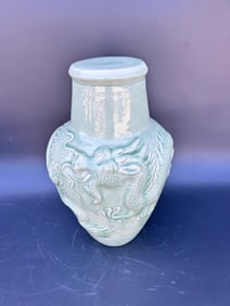 Thai celadon crackle glaze table base (can be drilled for a lamp)
