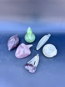 (6) 1960s Murano Scavo Glass fruits