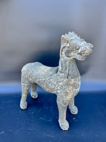 Large Antique Wooden Asian Lion