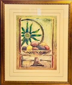 Colored print. Still life, fruit in bowl