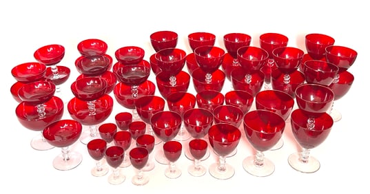Coll. (61) Duncan Miller Ruby Red Glasses mixed sizes & shapes
