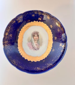Josephine de Beauharnais Cobalt Blue Antique Porcelain Footed Bowl
