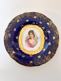 Antique Duchess de Bourgoyne Porcelain cobalt blue cabinet plate