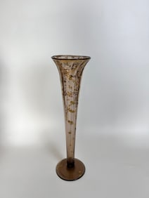 Large Trumpet Bohemian glass vase gold painted