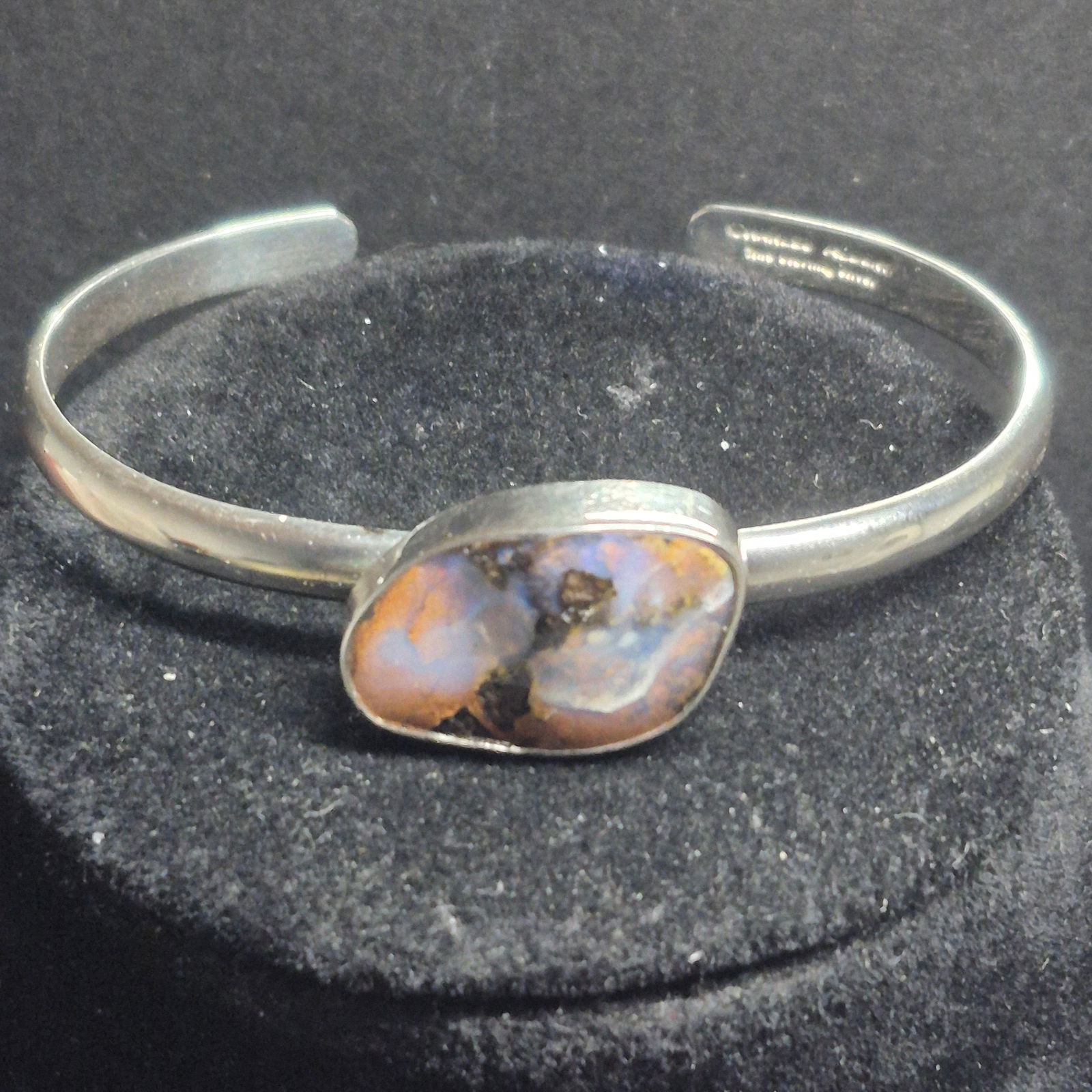 `Austrailan Boulder Opal in Sterling Silver Bracelet ~ "Charles Abbot" marked (1 of 4)
