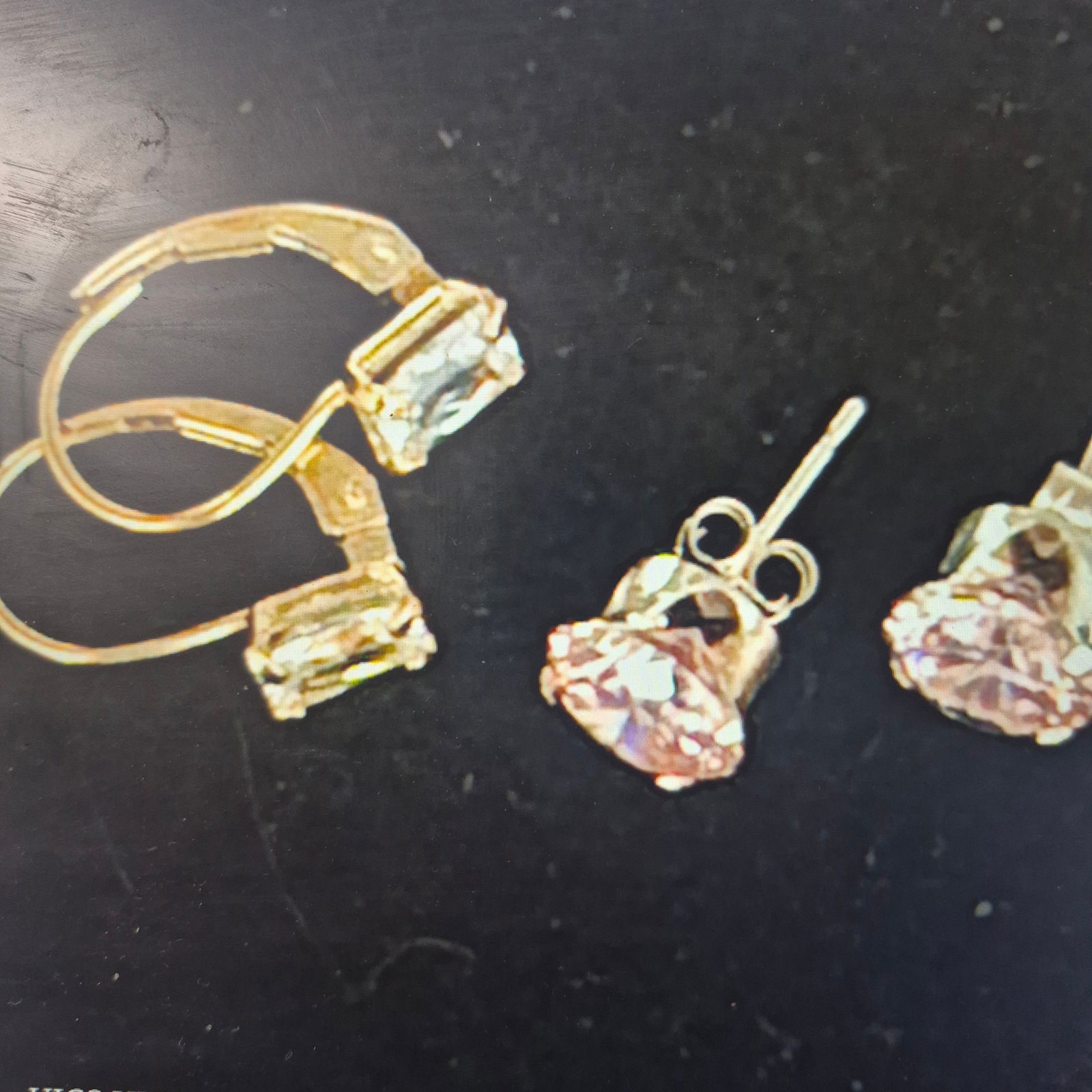 Sterling Silver - DESIGNER Prong-Set Pink CZ Post Stud Earrings - 3g [Pr.]: Sterling Silver - ROSS SIMONS Baguette White CZ Lever-Back Dangle Earrings - 3g> set of 2 earrings that are in Excellent Condition> both are marked on stems> lot is a PAIR=============================