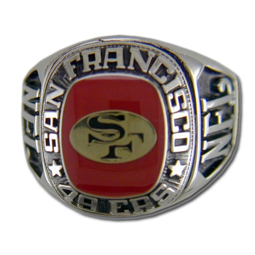 San Francisco 49ers Large Classic Silvertone NFL Ring ~ marked CE (1 of 4)