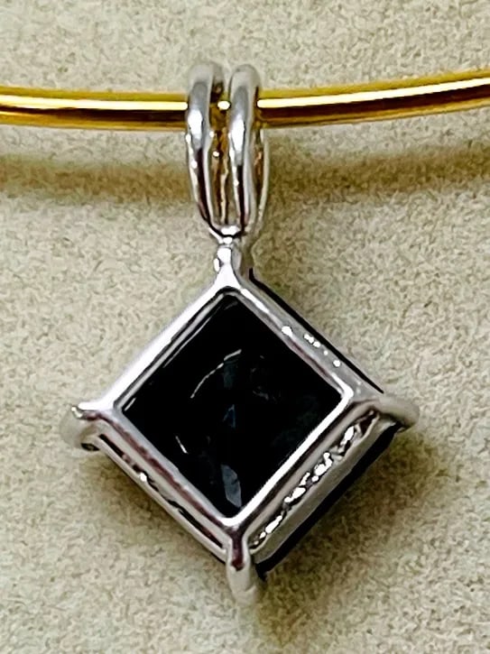 Sterling Silver Onyx Pendant [2.36g]: A bold square-cut black stone pendant set in a four-prong sterling silver frame with twin bail, stamped 925 MX indicating Mexican sterling silver craftsmanship.Stamped 925 MX2.36 grams tw=============