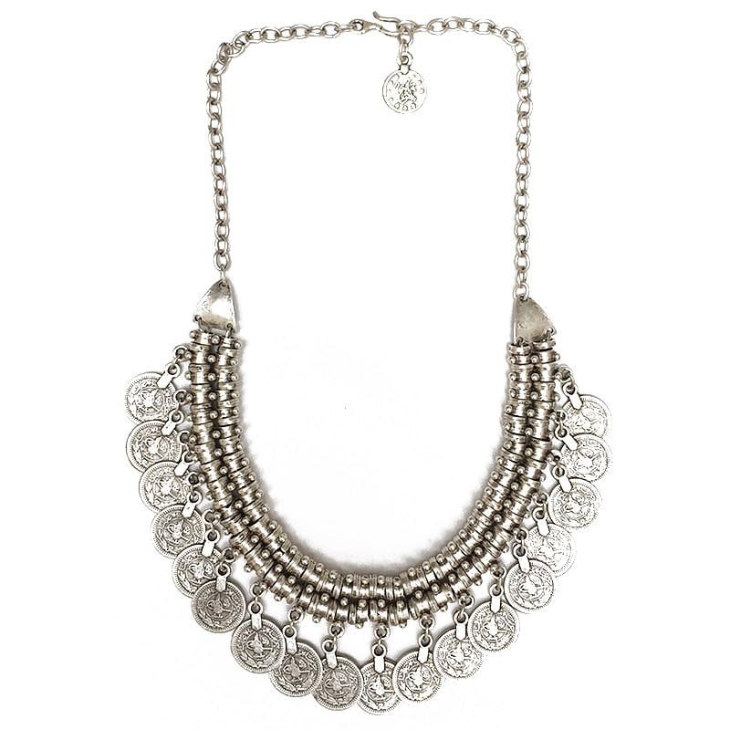 Ethnic silver plated necklace -antique jewelry -necklace with coins -boho necklace (1 of 6)