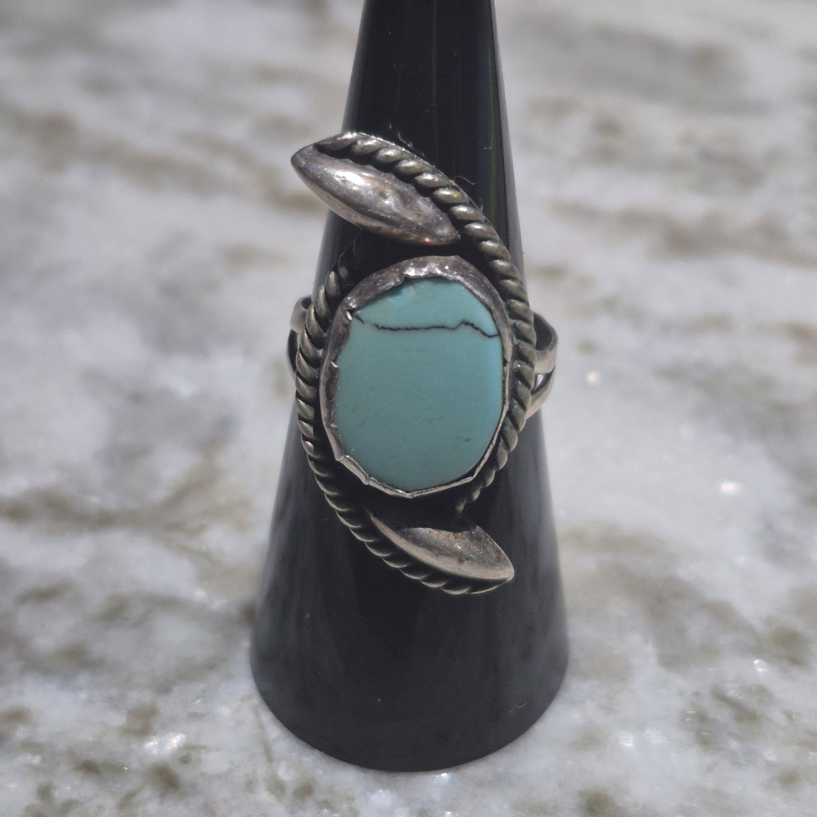 Mexico, Sterling Turquoise Ring Size 7, 4.51 G (1 of 5)